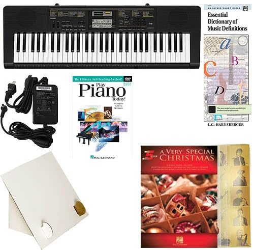 Homeschool Music - Learn to Play the Piano Pack (Very Special Christmas Book Bundle) - Includes Casio CTK 2400 Keyboard w/Adapter, learn 2 Play DVD/Book, Books & All Inclusive Learning Essentials