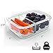 Homgeek Glass Food Storage Containers 2 Compartment Meal Prep Containers Portion Control Lunch Box with Snap Locking Lids, Leak proof, Microwave, Oven, Freezer & Dishwasher Safe(3-Pack, 32 Oz)