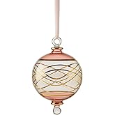 Engraved Pink and Clear Glass Christmas Ornament for Christmas Tree Decorations | Hanging Ornaments for Tree Decorations | Christmas Decor for Home | Ornaments for Summer Decoration | Egyptian Glass