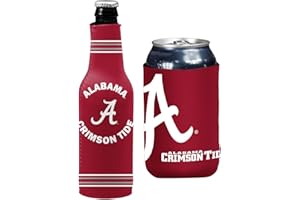 KOLDER College Team Color Logo Can & Bottle Holder Insulator Beverage Cooler Set (Alabama Crimson Tide - Dynamic)