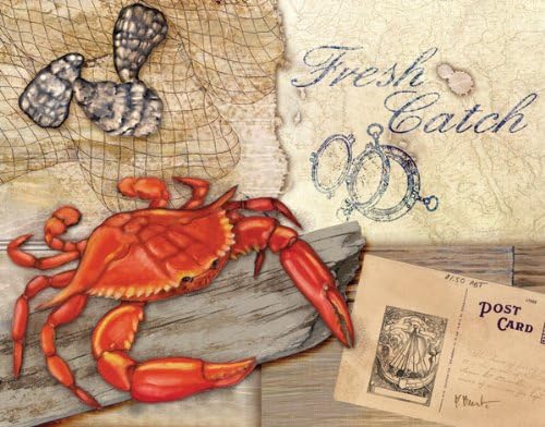 Fresh Catch Crab By Paul Brent - 14x11 Art Print Poster Ocean Fishing Nautical Décor