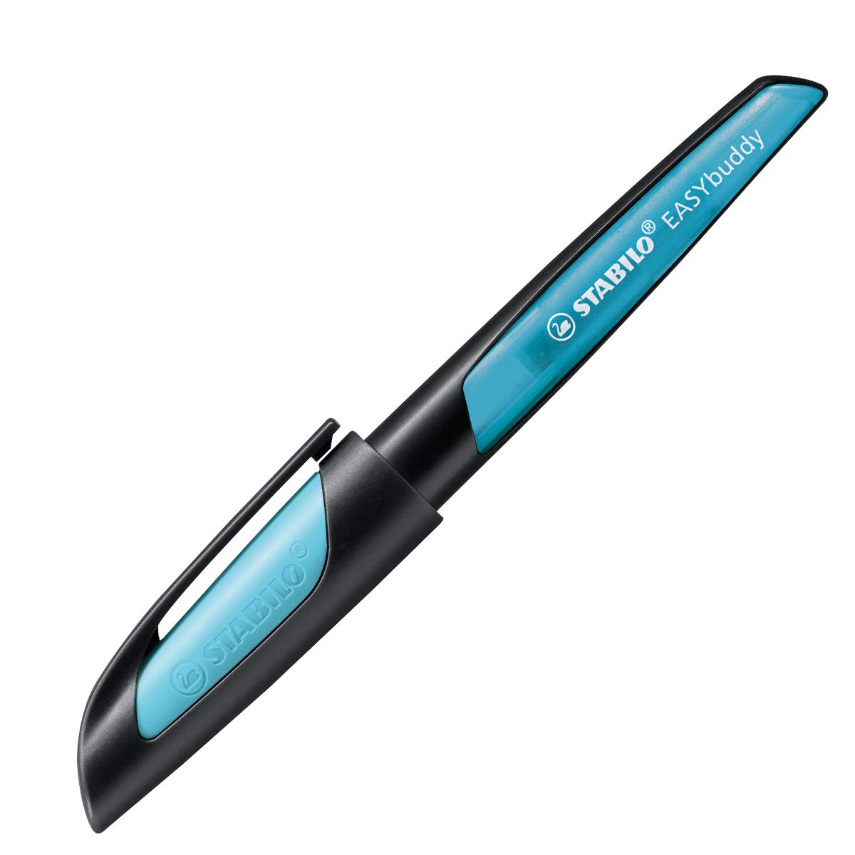 Ergonomic School Fountain Pen - STABILO EASYbuddy - M Nib - Black/Sky Blue