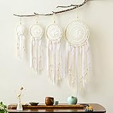 HiPlus 4 PCS BOHO Handmade White Feather Native Macrame Dream Catchers,Wedding Party Favor,Nursery Decor,Baby Shower,Birthday Gift,Bedroom Wall Ornaments Car Hanging Decoration