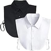 Leadigol Lady's Fake Collar,Detachable Dickey Collar Blouse Half Shirts False Collar,Women Lapel False Blouse Top,Half Shirts Blouse for Girls White,Black