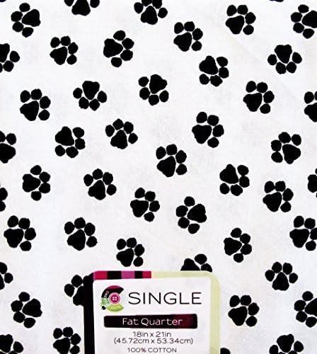 FAT QUARTERS (2) DOG / CAT SMALL Paw Print BLACK ON WHITEMbackground ~ 100% COTTON FABRIC ~ Quilt Fabric ~ CRAFTS ~ SEWING
