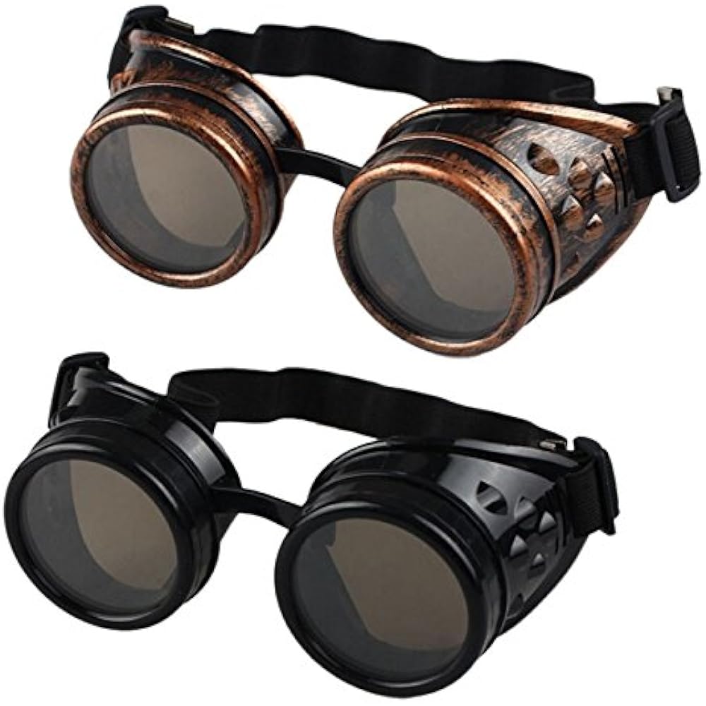 Vintage Departments Steampunk Goggles 2 Pack, Victorian Retro Cyberpunk