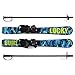 Lucky Bums Kids Beginner Ski and Pole set with Bindings, Digital Blue