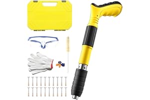 SBOQIXFM The nail wall fixing tool for cement wall, manual steel nail gun tool, concrete nail gun, mini portable nail shooting machine with 20 nails, House（Yellow）