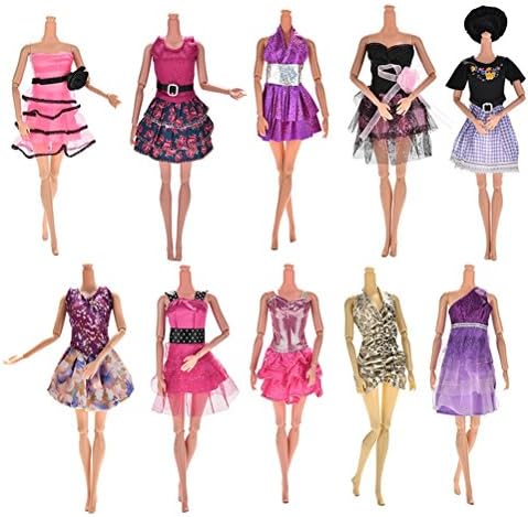 10-Pack Barbie Doll Clothes Handmade Wedding Dress Party Gown Clothes Outfits for Girl's Birthday Gift Xmas Gift
