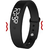 Nukinp Vibrating Alarm Wristband, Silent Wakes Up Watch for Heavy Sleepers, Rechargeable Waterproof Alarm Bracelet with Vibration Reminder for Men &amp; Women (Black)