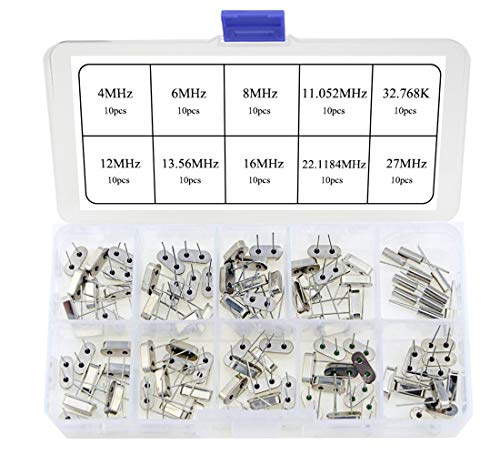 image for XLX 100 Pcs 10 value DIP Quartz Crystal Oscillator 4M,6M,8M,11.052M,12