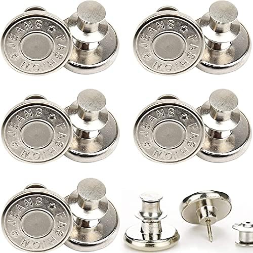 Jean Button Pins, 10 Sets Jean Button Replacement No Sew Instant Button Detachable Pants Button