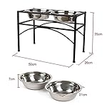 Elevated Dog & Cat Feeder - Double Bowl Raised Stand + Extra Two Stainless Steel Bowls, Washable - Perfect for Water, Food or Treats by ZHCH(L:2 quarts &13.77＂H)