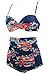 COCOSHIP Women's Retro Floral High Waisted Bikini Set Twist Top Vintage Ruched Swimsuit(FBA)