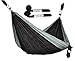 Cutequeen Trading Single Nest Parachute Nylon Fabric Hammock with Tree Straps;Color: Black/Grey