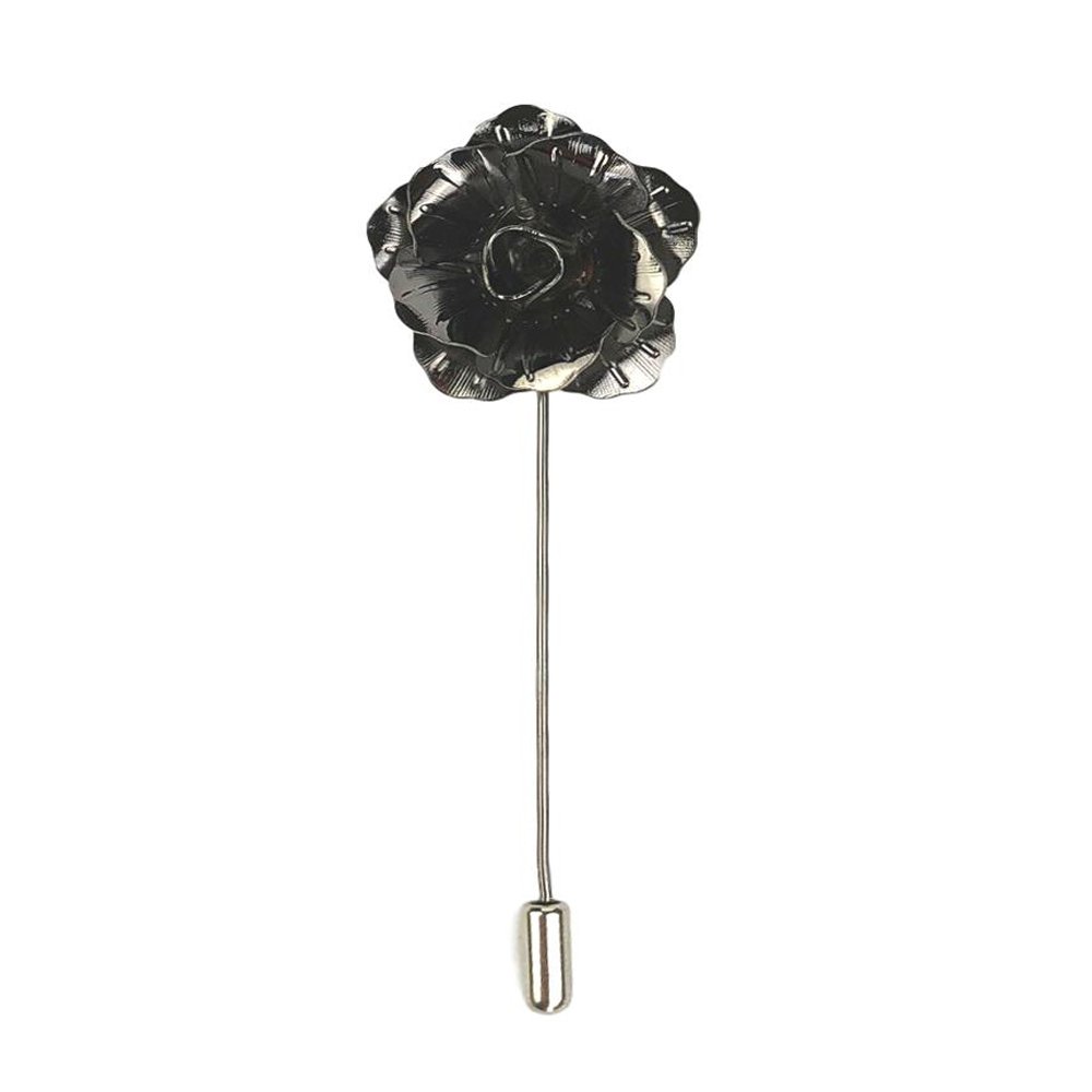 Gunmetal Handmade Metal Flower/Rose Lapel Pin, Buttonhole, Corsage, Boutonniere