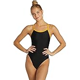 Sporti Women's Athletic Thin Strap One Piece Swimsuit, Bathing Suits Adults | Lycra Xtra Life, No Built-in Cups, V-Back, Moderate Coverage, Fully Lined, Flat-locked Seams, Comfortable Fit, Training Suit