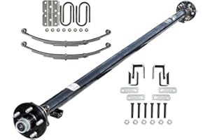 The Trailer Parts Outlet 3500 lb Light Duty Single Trailer Axle Kit with Suspension - Leaf Springs, Hanger & U-Bolt kit (85" Hubface - 70" Spring Center (6'0 Frame), 5x5 Bolt Pattern)