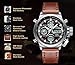 MEGALITH Mens Sports Watches Men Military Waterproof Big Face Analog Digital Designer Brown Leather Wrist Watch