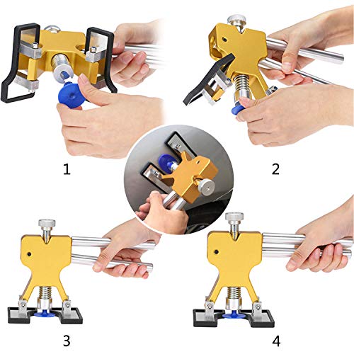 YOOHE 59 PCS Auto Body Paintless Dent Repair Tool Kits â€“ Gold Dent Lifter Dent Puller Kit with LED Light Line Board for Car Dent Removal and Hail Damage