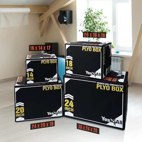Yes4All 3 in-1 Soft Plyo Box Wooden Core, Foam Plyometric Box for Exercise, MMA, Plyometric Training, Available in 4 Sizes