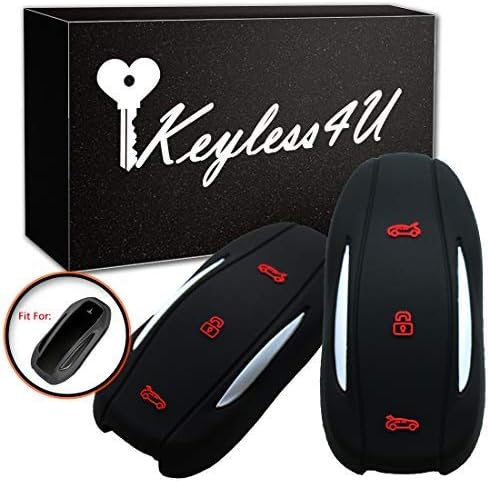 2Pcs Keyless4U Silicone Key Fob Remote Cover Case Holder Protector for Tesla Model S/Model 3 (2Black)
