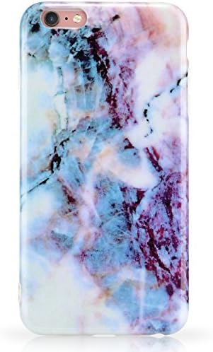 iPhone 6 Plus Case,UARMOR Slim Fit Anti-Scratch Shock-Absorption Bumper Anti-Finger Print TPU Case Cover for Apple iPhone 6s Plus 5.5 inch, Cyan / Purple Marble