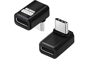 Duttek USB C 90 Degree Adapter [240W 80Gbps 8K@60Hz], 90 Degree USB C Adapter Compatible with Thunderbolt 5 Cable, Type-C Ext