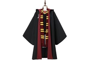 Utaomld Magician Robe with Scarf Spell Wand, Wizard Cloak Halloween Christmas Witches Carnival Costumes Teens Adult Cape