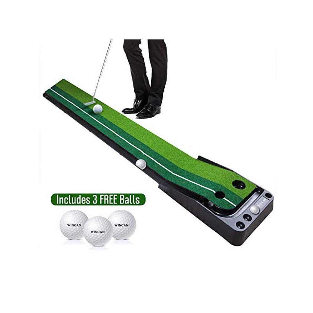 WINCAN Golf Putting Mat Green Indoor OutdoorAuto Ball Return Function