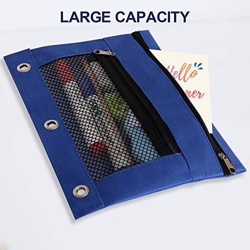 Board2by Binder Pencil Pouch 3 Ring, 12 Pack Clear Mesh Pencil Case
