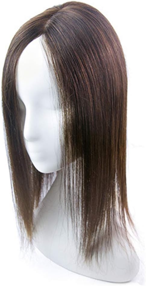 5"x 5" Silk Base Human Hair Topper Hairpieces, Susanki Clip in Top Hairpieces Crown Toppers for Women with Thinning Hair, Dark Brown 6"