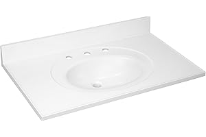 37-Inch Cultured Marble Vanity Top with Backsplash, Improved Packaging, Solid White – Design House, 586370