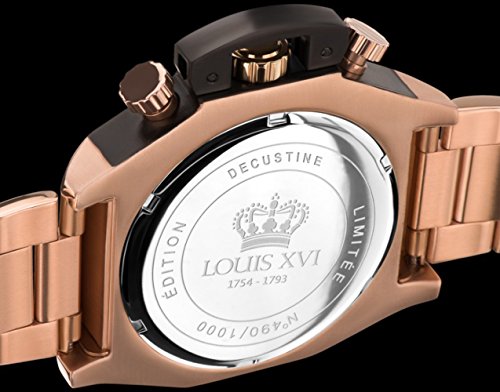 LOUIS-XVI-Herren-Armbanduhr-De-Custine-Stahlband-Rosegold-Schwarz-Chronograph-Analog-Quarz-Edelstahl-550