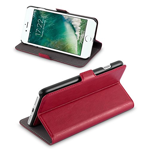 Cadorabo â€“ 2-in-1 Book Wallet for > Apple iPhone 8 PLUS / 7 PLUS / 7S PLUS < with integrated detachable Hard Cover Stand Function Card Slot and invisible Closure - Etui Case Cover in POMEGRANATE-RED