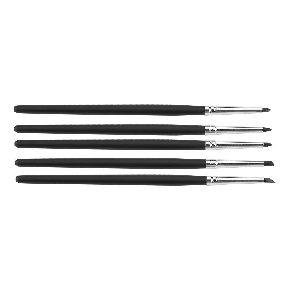 5pcs Set Silicone Soft, Pottery Moulding Pen DIY Craft Masking Fluid Applicator,Silicone Head Clay Sculpting Tools,Polymer Clay Tool Black Head (Black Nib (0#))