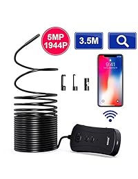 Endoscopio inalámbrico de 5,0 MP, cámara de inspección NIDAGE 1944P HD, cámara de serpiente impermeable endoscopio industrial semirrígido para Android y iOS Smartphone, tableta (11,5FT)