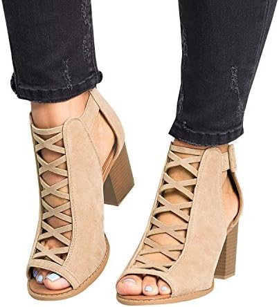 Maybest Womens Summer Platform Open Toe Ankle Strap Zipper Back High Heel Sandals