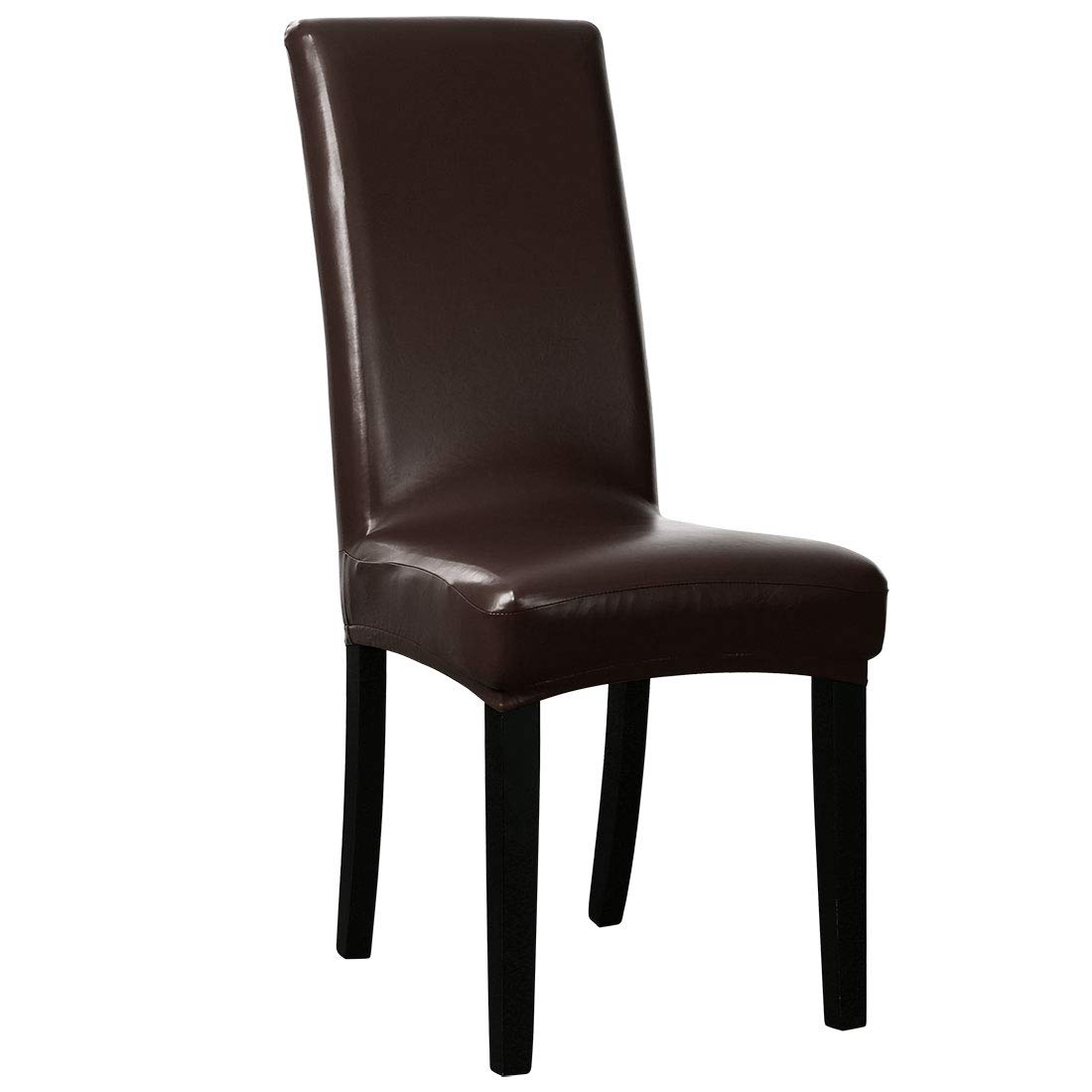 Uxcell Stretch Artificial Leather Shorty Dining Room Chair Covers Faux Pu Fabric Slipcovers Black 1pc Home Decor Home Urbytus Com