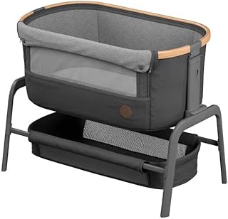Maxi-Cosi Iora Beistellbett, hochwertiges, höhenverstellbares Babybett, nutzbar ab der Geburt bis max. 9 kg, Inkl. Matratze und Tasche, kompakt faltbar, passt neben fast jedes Bett, essential graphit