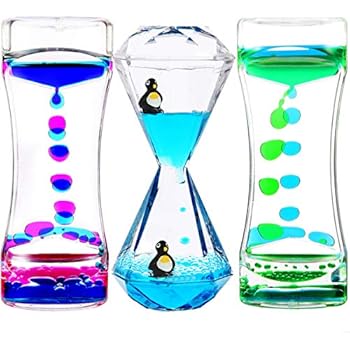 YUE ACTION Liquid Motion Bubbler Timer for Sensory Toys, Fidget Toy, Children Activity, Calm Relaxing Desk Toys, Anxiety Toys, Autism Toys, ADHD Fidget Toys, Assorted Colors, Pack of 3(Style#1)
