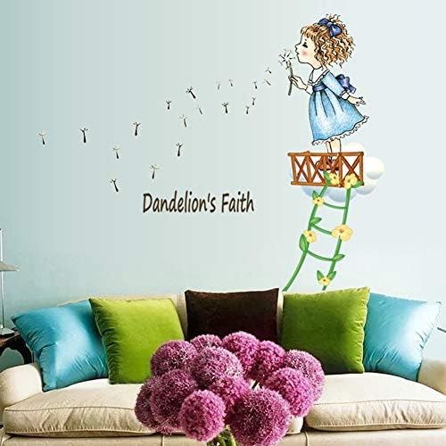 KLAAS NIC Wall Decor Little Girl Blowing Dandelion Multi Color Wall Decals Dandelion's Faith Wall Stickers for Kids Nursery Bedroom Living Room (Little Girl)
