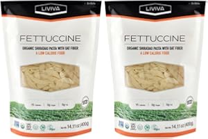 LIVIVA Organic Shirataki Konjac Fettuccine Noodle 2 Pk (36.67 oz) – Diabetic-Friendly Low Carb, Low Calorie Pasta Noodles Ready to Serve – No Odor, Certified Non-GMO, Gluten Free, Vegan, Plant-Based, Keto, Kosher, Halal