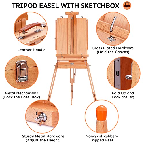 152 Pcs Deluxe Artist Painting Set with Upgraded French Easel,Acrylic