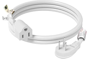 FIRMERST 1875W Flat Plug Extension Cord 3 Feet 14 AWG 15A White, 1 Pack