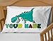 Personalized Cute Dinosaur Boys Pillow Case - (Toddler - Travel Size 13 x 18 or Standard 20 x 30 Size Birthday Gift idea for Boys Kids Room Decor