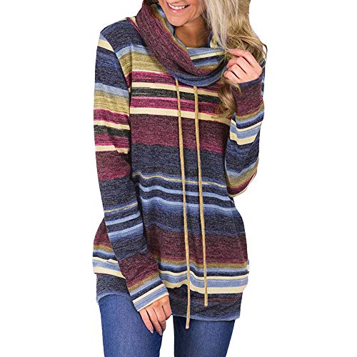 Londony ♥‿♥ Clearance Sales,Tops for Women's Cowl Neck Long Sleeve Casual Tunic Sweatshirt Tops with Striped Pattern - Thumbnail 6