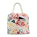 Mziart Insulated Lunch Bag Travel Picnic Box Handbag Waterproof Cosmetic Tote Bag for Women Girls Kids (Flowers)