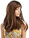 TopWigy Women Brown Wig Black Roots Synthetic Wigs with Bangs Long Straight Brunette Wig Natural Look Realistic Wig 20 Inches for Halloween Party Daily Use