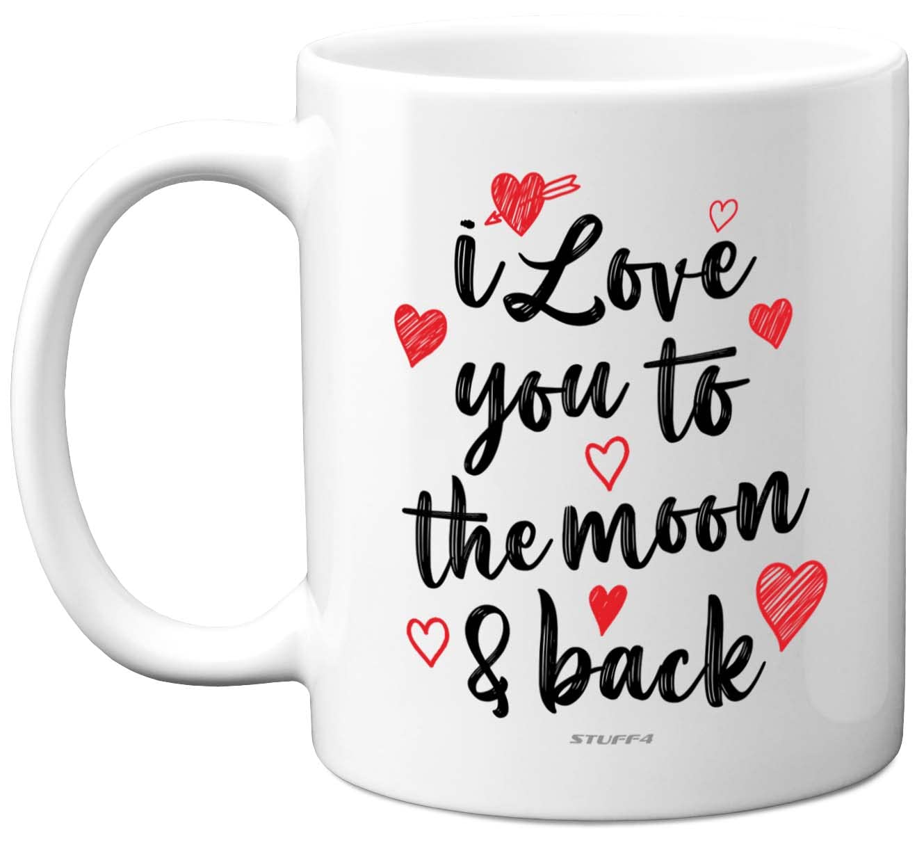 Stuff4 Cute Anniversary Mug Gifts for Him Her - I Love You to The Moon & Back Mug Romantic Valentines Day for Boyfriend Girlfriend Wife Husband Partner, 11oz Ceramic Dishwasher Safe Cup